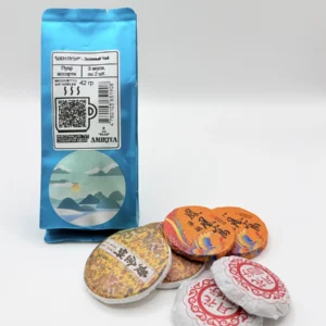 Ko'k choy Puer assorti, 3 xil ta'm, 2 tadan, 6 dona